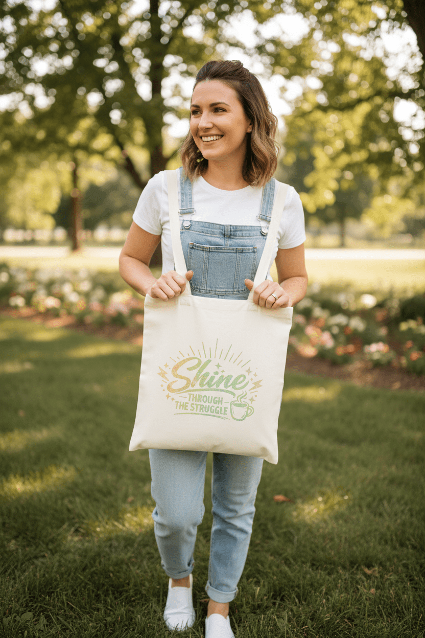 Shine Through the Struggle – Handmade Canvas Tote Bag - The Bargains BasementShine Through the Struggle – Handmade Canvas Tote Bag