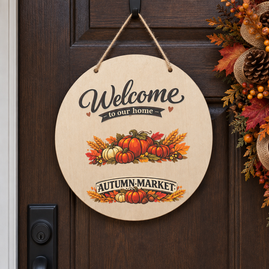 Sign on a dark front door