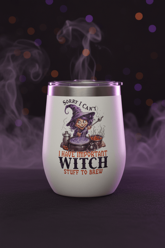 Sorry I Can't — Witch Stuff to Brew | Double-Sided Halloween Wine Tumbler - The Bargains BasementSorry I Can't — Witch Stuff to Brew | Double-Sided Halloween Wine Tumbler