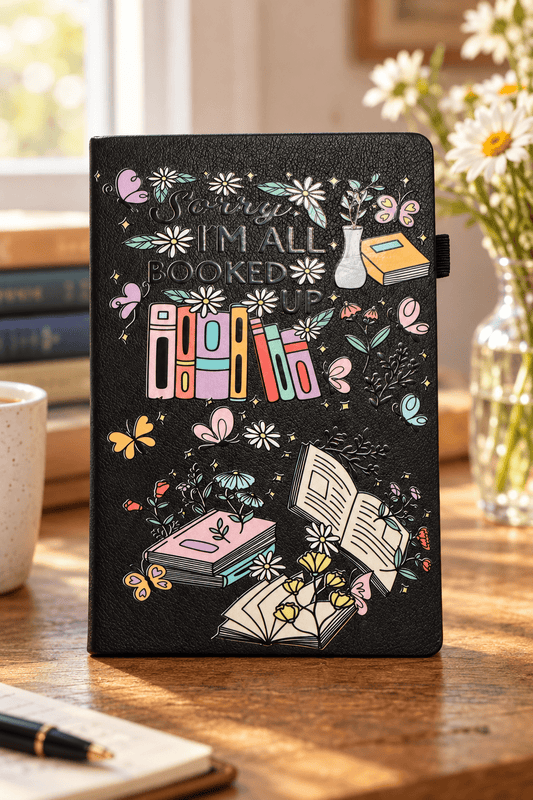 Sorry I'm All Booked Up 5x7 Leather Journal with Pen Loop - The Bargains BasementSorry I'm All Booked Up 5x7 Leather Journal with Pen Loop