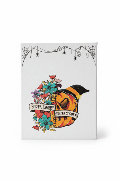 Sorta Sweet Sorta Spooky – Handmade 8x10 Halloween Canvas Sign - The Bargains BasementSorta Sweet Sorta Spooky – Handmade 8x10 Halloween Canvas Sign