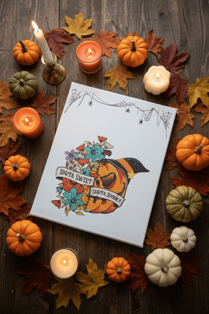 Sorta Sweet Sorta Spooky – Handmade 8x10 Halloween Canvas Sign - The Bargains BasementSorta Sweet Sorta Spooky – Handmade 8x10 Halloween Canvas Sign