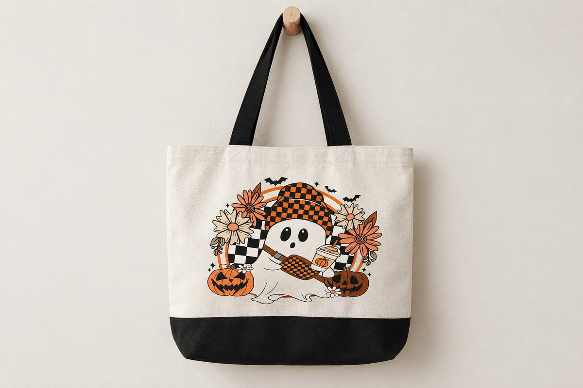 Spooky Season Ghost Witch Halloween Canvas Tote Bag - The Bargains BasementSpooky Season Ghost Witch Halloween Canvas Tote Bag