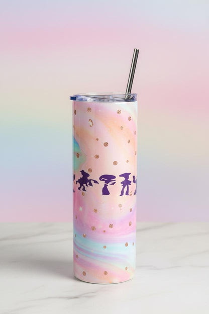Stainless Steel Tumbler with Stainless Straw – Pastel Fantasy Silhouette Design-handmade - The Bargains BasementStainless Steel Tumbler with Stainless Straw – Pastel Fantasy Silhouette Design-handmade
