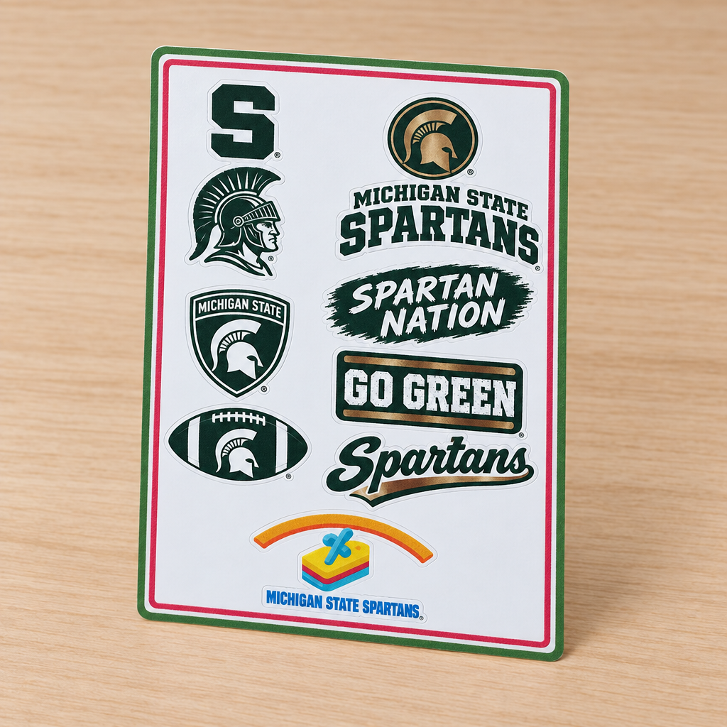 Sticker sheet angled view