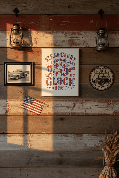Strawberry Jams But My Glock Don't – 11x14 Patriotic Canvas Sign- handmade - The Bargains BasementStrawberry Jams But My Glock Don't – 11x14 Patriotic Canvas Sign- handmade