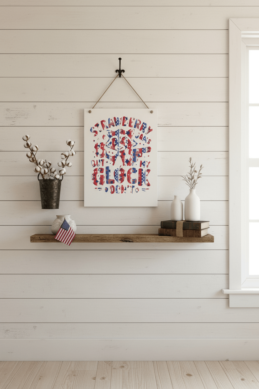 Strawberry Jams But My Glock Don't – 11x14 Patriotic Canvas Sign- handmade - The Bargains BasementStrawberry Jams But My Glock Don't – 11x14 Patriotic Canvas Sign- handmade
