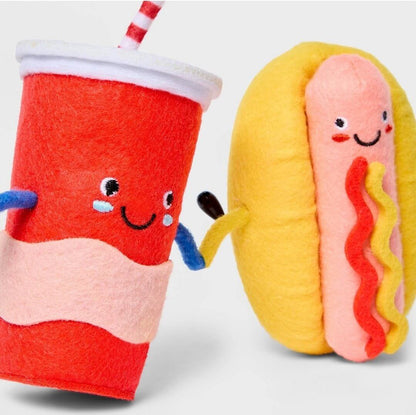 Sun Squad Felt Duo Figural Hotdog and Soda Indoor Polyester Figurines - The Bargains BasementSun Squad Felt Duo Figural Hotdog and Soda Indoor Polyester Figurines