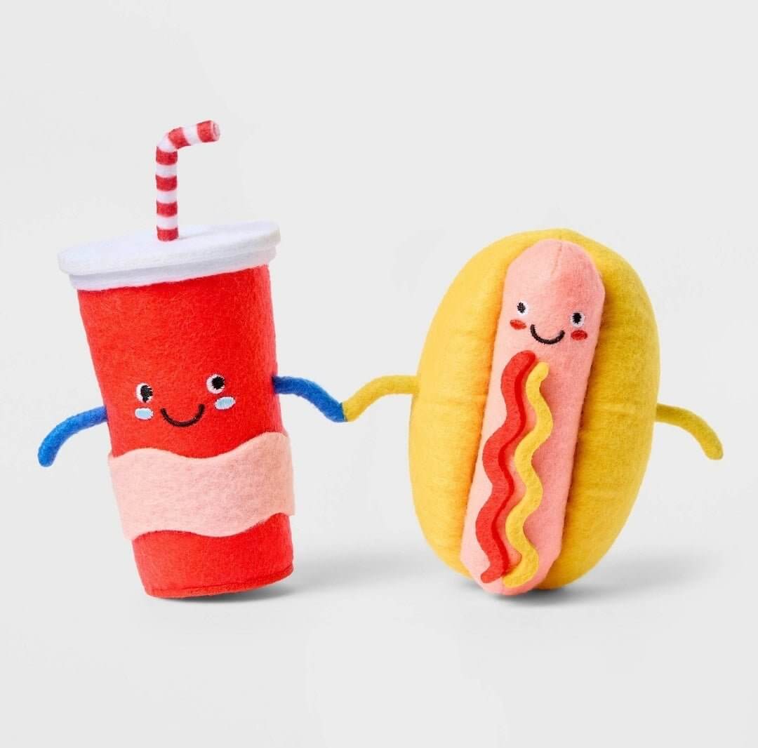 Sun Squad Felt Duo Figural Hotdog and Soda Indoor Polyester Figurines - The Bargains BasementSun Squad Felt Duo Figural Hotdog and Soda Indoor Polyester Figurines