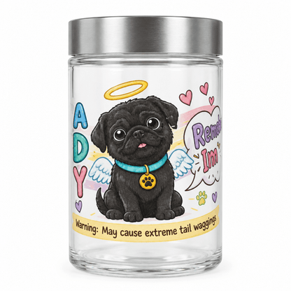 Sunny Boy Angel Puppy Glass Dog Treat Jar with Silver Lid - The Bargains BasementSunny Boy Angel Puppy Glass Dog Treat Jar with Silver Lid