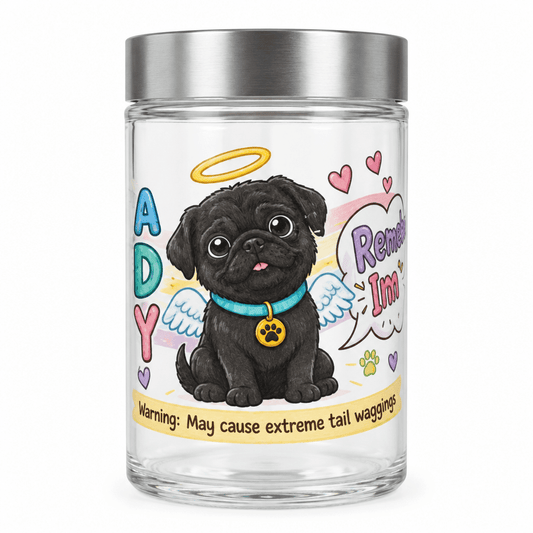 Sunny Boy Angel Puppy Glass Dog Treat Jar with Silver Lid - The Bargains BasementSunny Boy Angel Puppy Glass Dog Treat Jar with Silver Lid