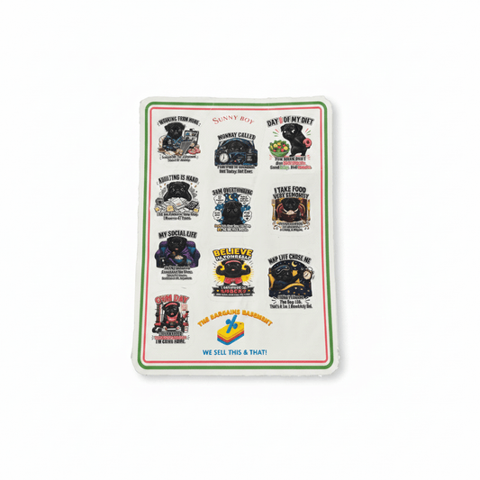 Sunny Boy Sticker Sheet – Black Pug Humor Series - The Bargains BasementSunny Boy Sticker Sheet – Black Pug Humor Series