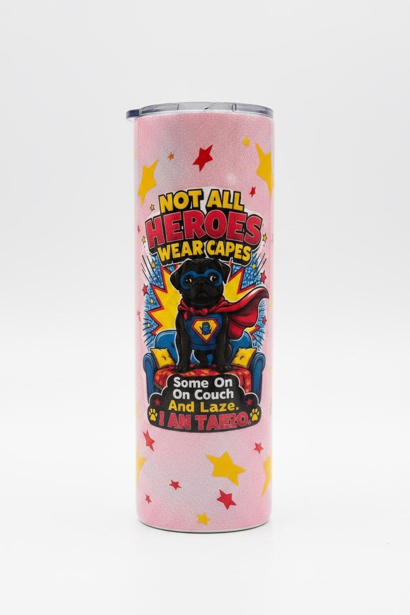 Superhero Pug Tumbler • Not All Heroes Wear Capes • 20oz Stainless Steel Cup-handmade - The Bargains BasementSuperhero Pug Tumbler • Not All Heroes Wear Capes • 20oz Stainless Steel Cup-handmade