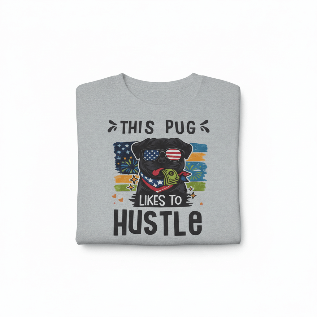 This Pug Likes To Hustle T-Shirt - The Bargains BasementThis Pug Likes To Hustle T-Shirt