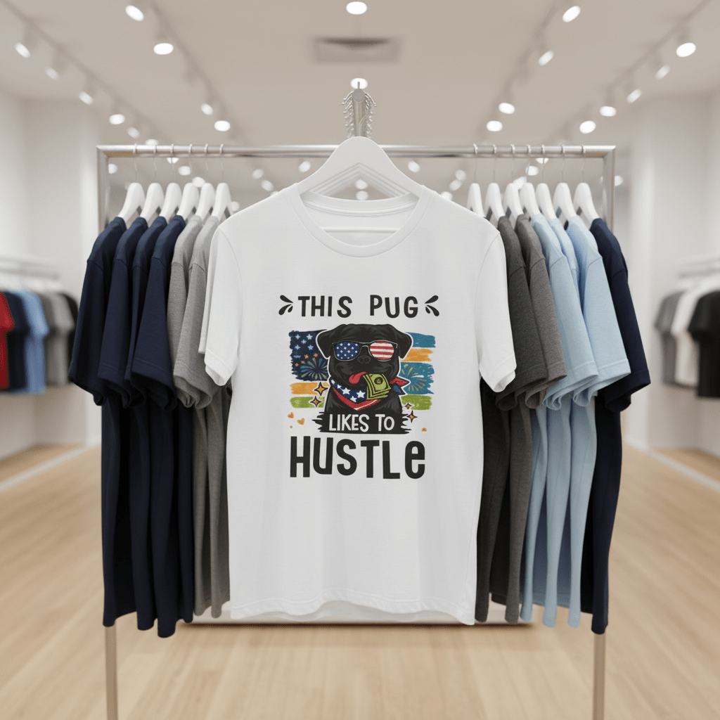 This Pug Likes To Hustle T-Shirt - The Bargains BasementThis Pug Likes To Hustle T-Shirt