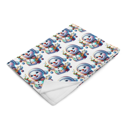 Merry Christmas Snowman Throw Blanket