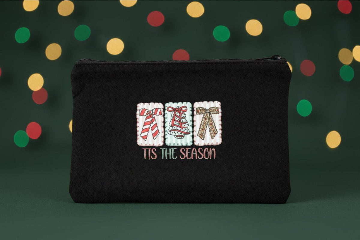 Tis the Season Christmas Gift Boxes Canvas Zipper Pouch - The Bargains BasementTis the Season Christmas Gift Boxes Canvas Zipper Pouch