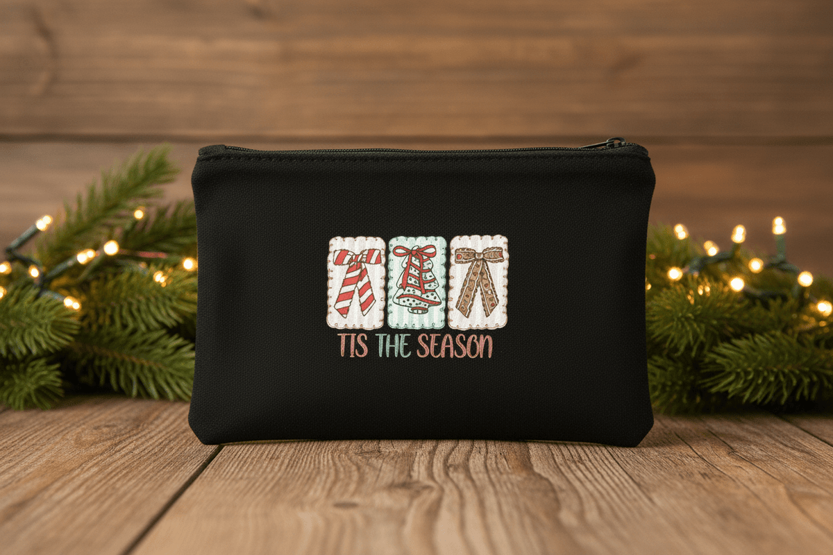 Tis the Season Christmas Gift Boxes Canvas Zipper Pouch - The Bargains BasementTis the Season Christmas Gift Boxes Canvas Zipper Pouch