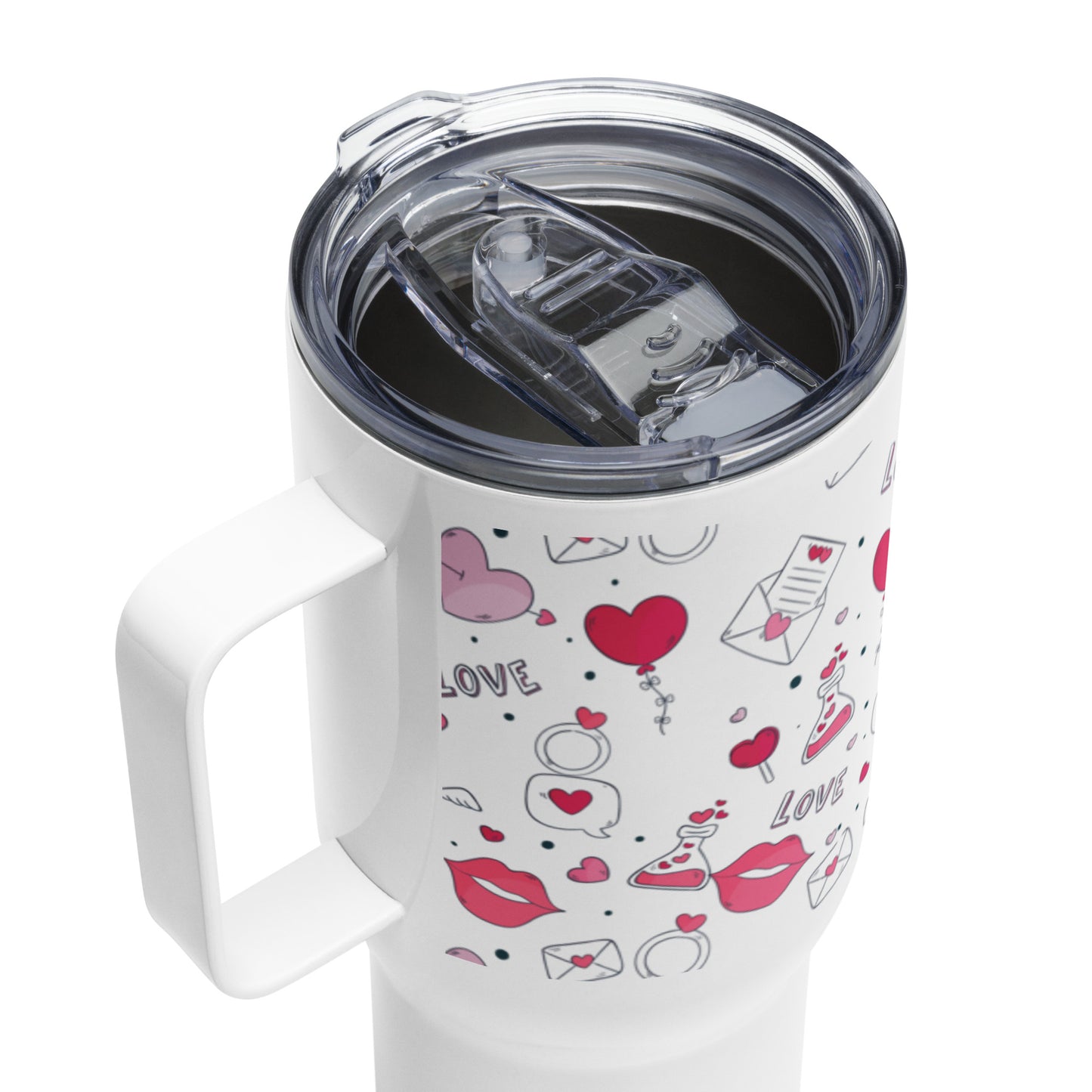 Hearts Travel mug with a handle