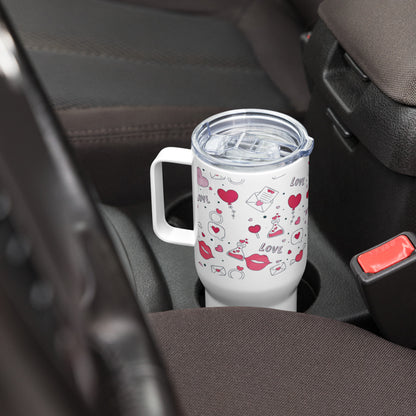 Hearts Travel mug with a handle