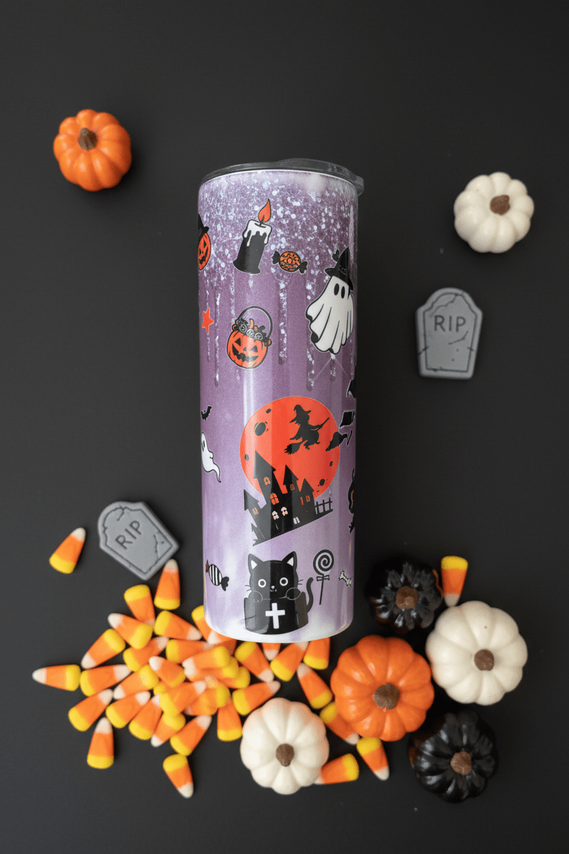 Trick or Treat Halloween Glitter Tumbler – Handmade - The Bargains BasementTrick or Treat Halloween Glitter Tumbler – Handmade
