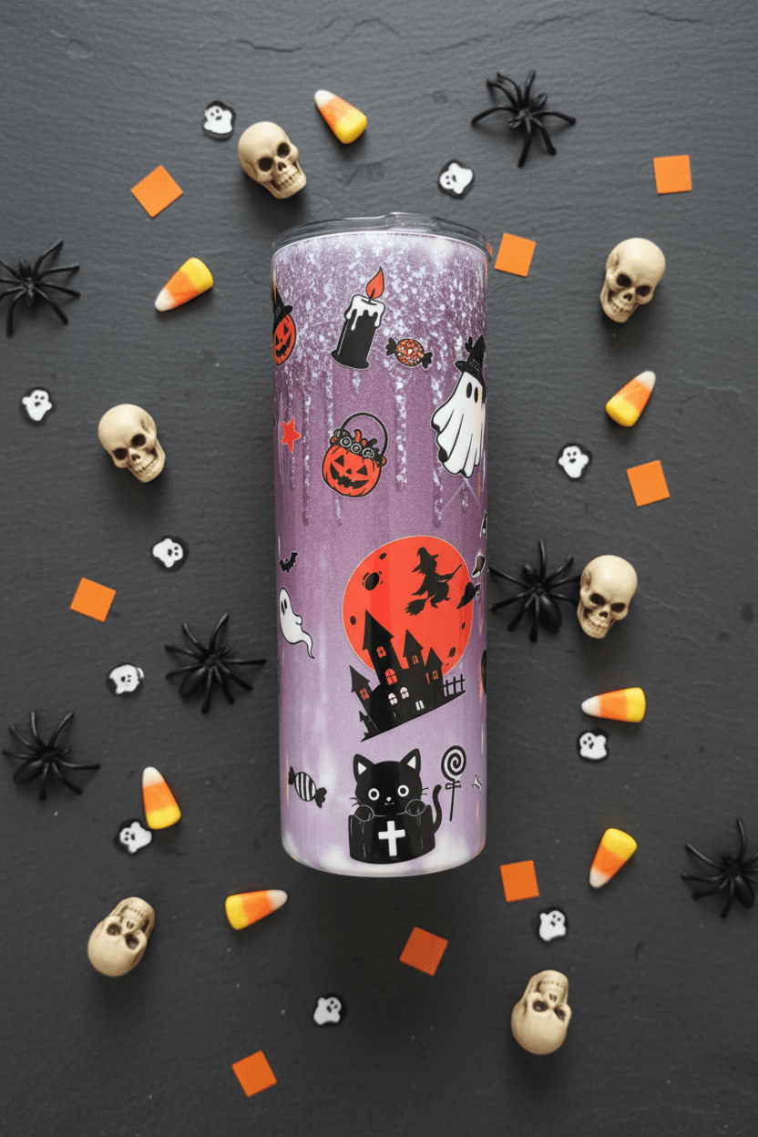 Trick or Treat Halloween Glitter Tumbler – Handmade - The Bargains BasementTrick or Treat Halloween Glitter Tumbler – Handmade
