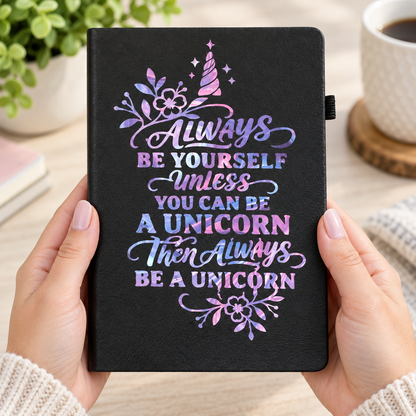 Unicorn journal held upright