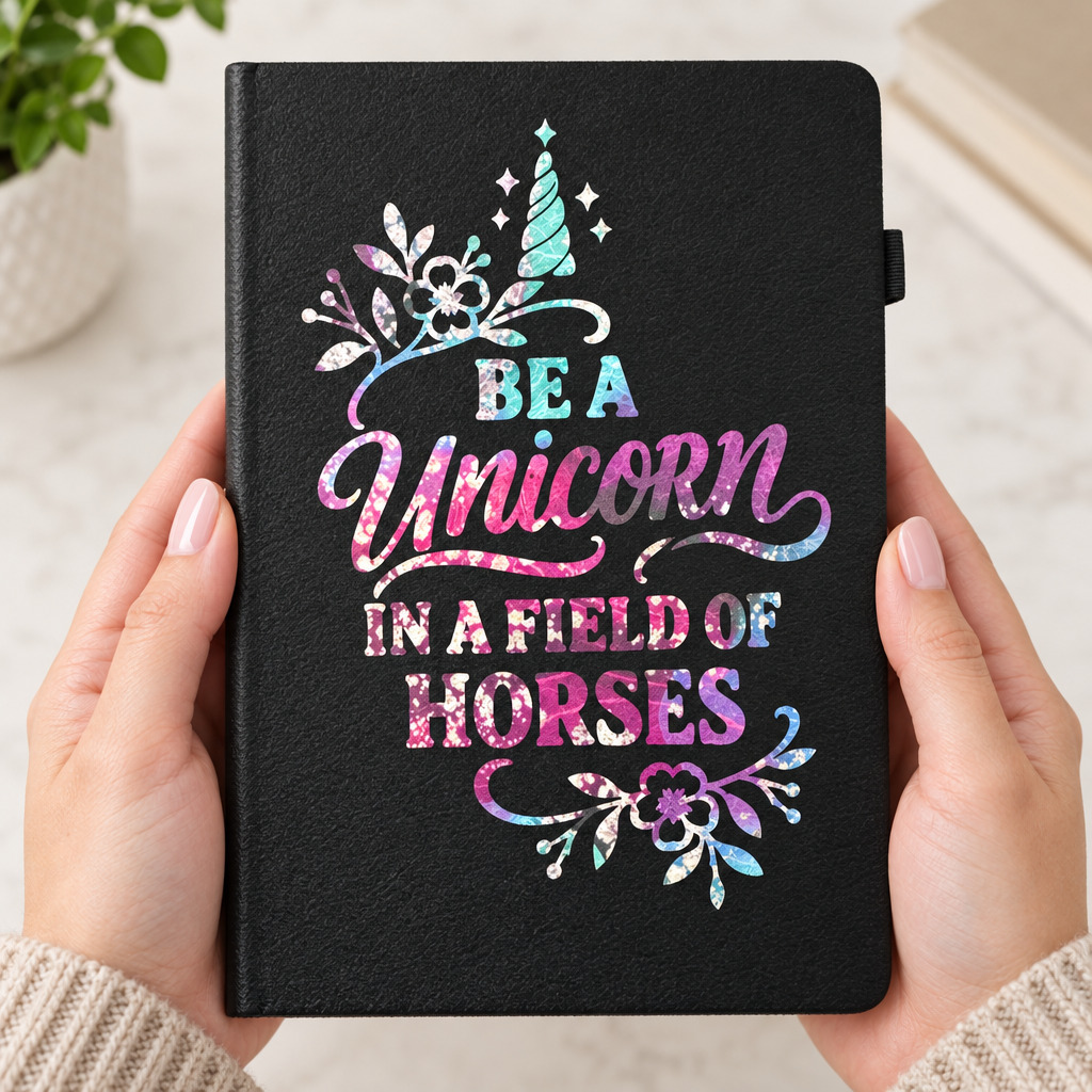 Unicorn journal held upright