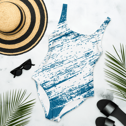 Vibriant blue & white One-Piece Swimsuit - The Bargains BasementVibriant blue & white One-Piece Swimsuit