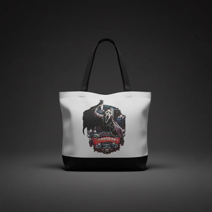 Welcome to Woodsboro Ghostface Canvas Tote Bag | Handmade | Scream Horror Gift - The Bargains BasementWelcome to Woodsboro Ghostface Canvas Tote Bag | Handmade | Scream Horror Gift