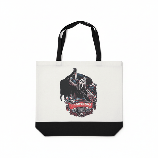 Welcome to Woodsboro Ghostface Canvas Tote Bag | Handmade | Scream Horror Gift - The Bargains BasementWelcome to Woodsboro Ghostface Canvas Tote Bag | Handmade | Scream Horror Gift