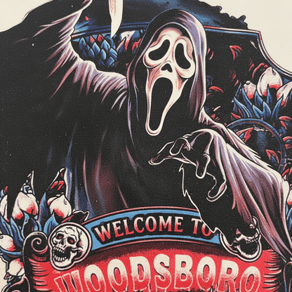 Welcome to Woodsboro Ghostface Canvas Tote Bag | Handmade | Scream Horror Gift - The Bargains BasementWelcome to Woodsboro Ghostface Canvas Tote Bag | Handmade | Scream Horror Gift