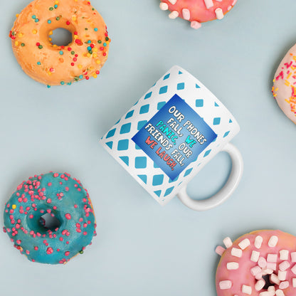 Our phones fall we panic, our friends fall we laugh - The Bargains Basement