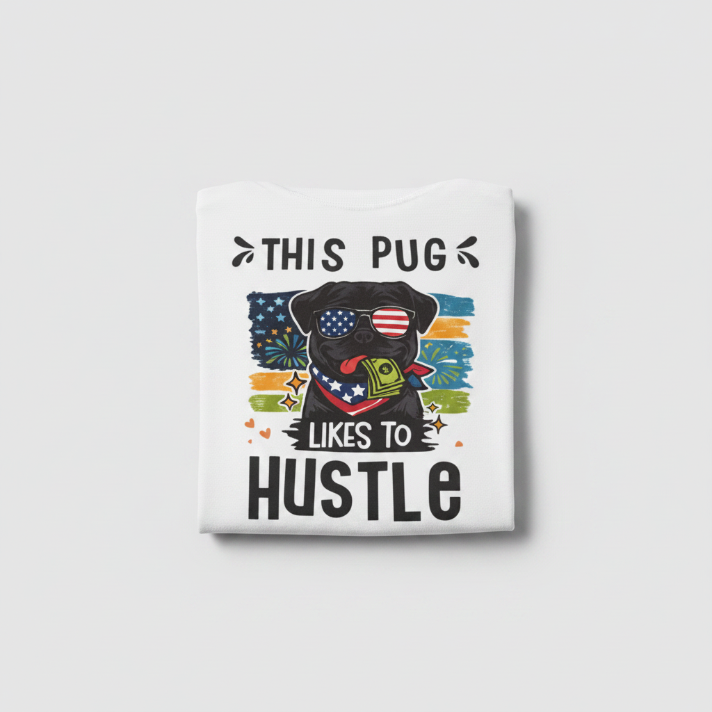 White Pug Hustle T-Shirt