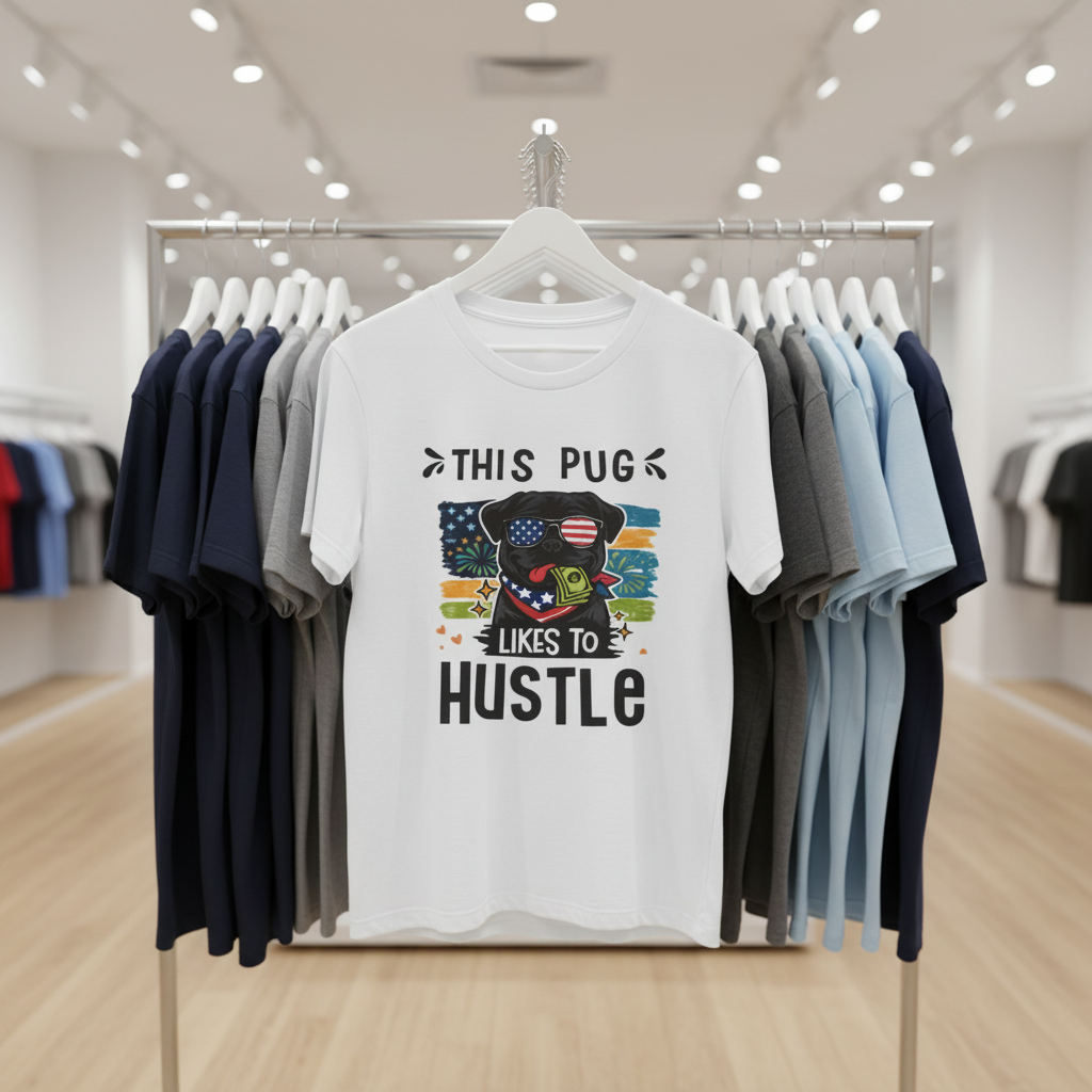 This Pug Likes To Hustle T-Shirt The Bargains Basement