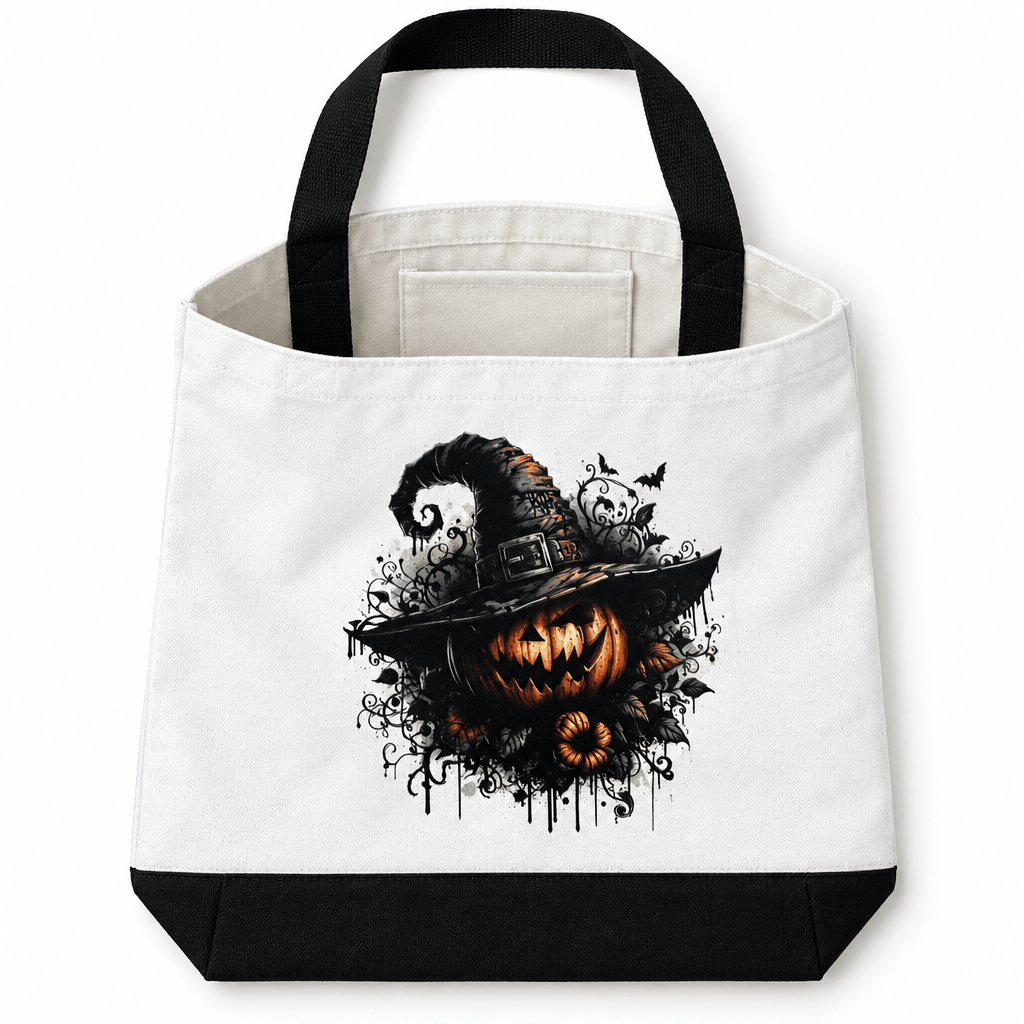Wicked Pumpkin Witch | Halloween Canvas Tote Bag | Handmade Halloween Gift - The Bargains BasementWicked Pumpkin Witch | Halloween Canvas Tote Bag | Handmade Halloween Gift