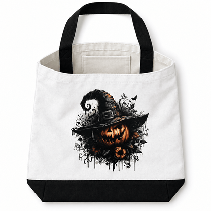 Wicked Pumpkin Witch | Halloween Canvas Tote Bag | Handmade Halloween Gift - The Bargains BasementWicked Pumpkin Witch | Halloween Canvas Tote Bag | Handmade Halloween Gift