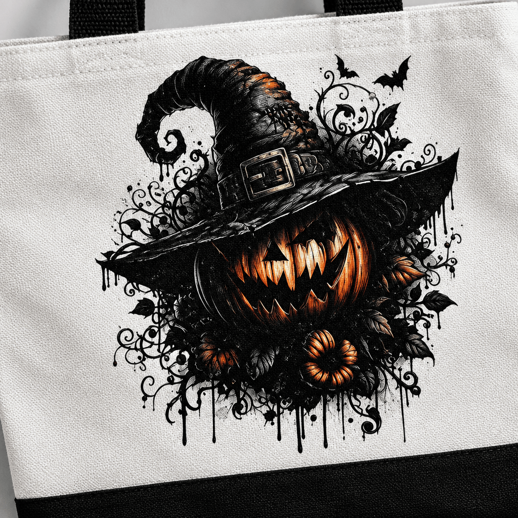 Wicked Pumpkin Witch | Halloween Canvas Tote Bag | Handmade Halloween Gift - The Bargains BasementWicked Pumpkin Witch | Halloween Canvas Tote Bag | Handmade Halloween Gift