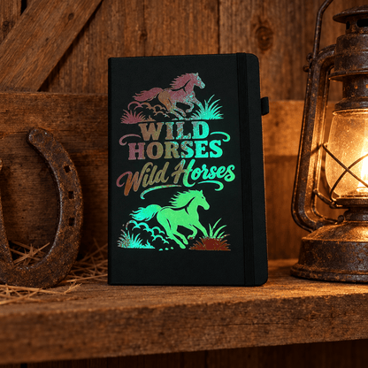 Wild Horses Holographic 5x7 Leather Journal with Pen Loop - The Bargains BasementWild Horses Holographic 5x7 Leather Journal with Pen Loop