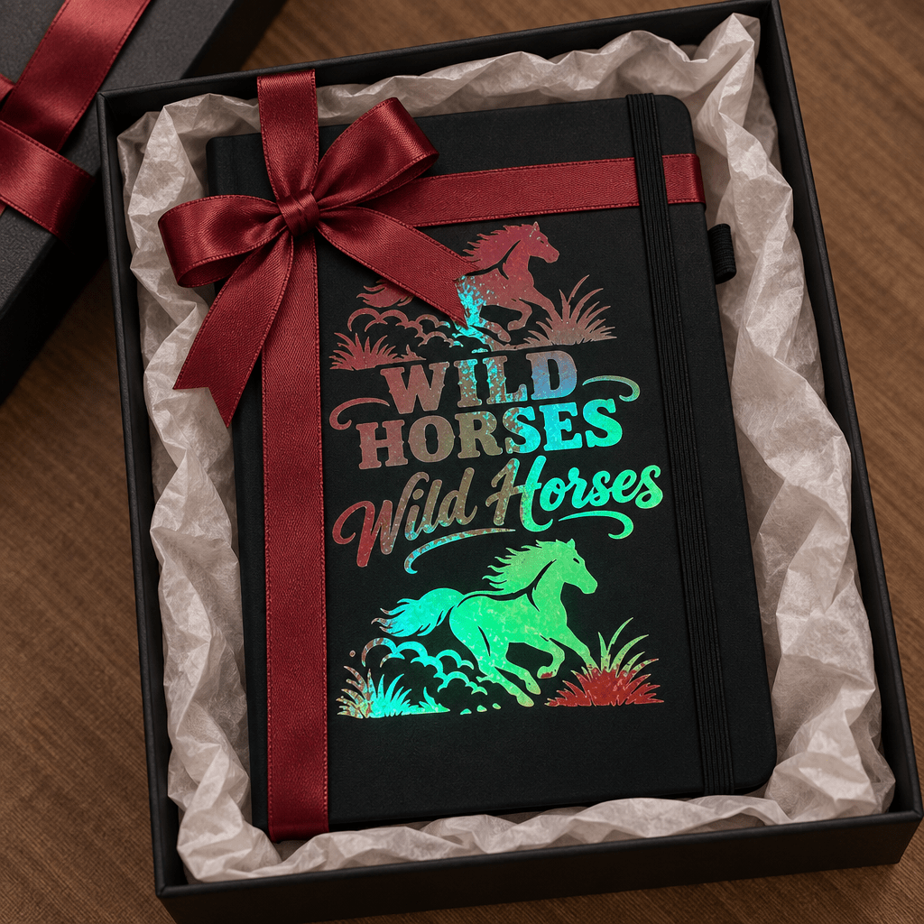 Wild Horses Holographic 5x7 Leather Journal with Pen Loop - The Bargains BasementWild Horses Holographic 5x7 Leather Journal with Pen Loop