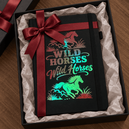 Wild Horses Holographic 5x7 Leather Journal with Pen Loop - The Bargains BasementWild Horses Holographic 5x7 Leather Journal with Pen Loop