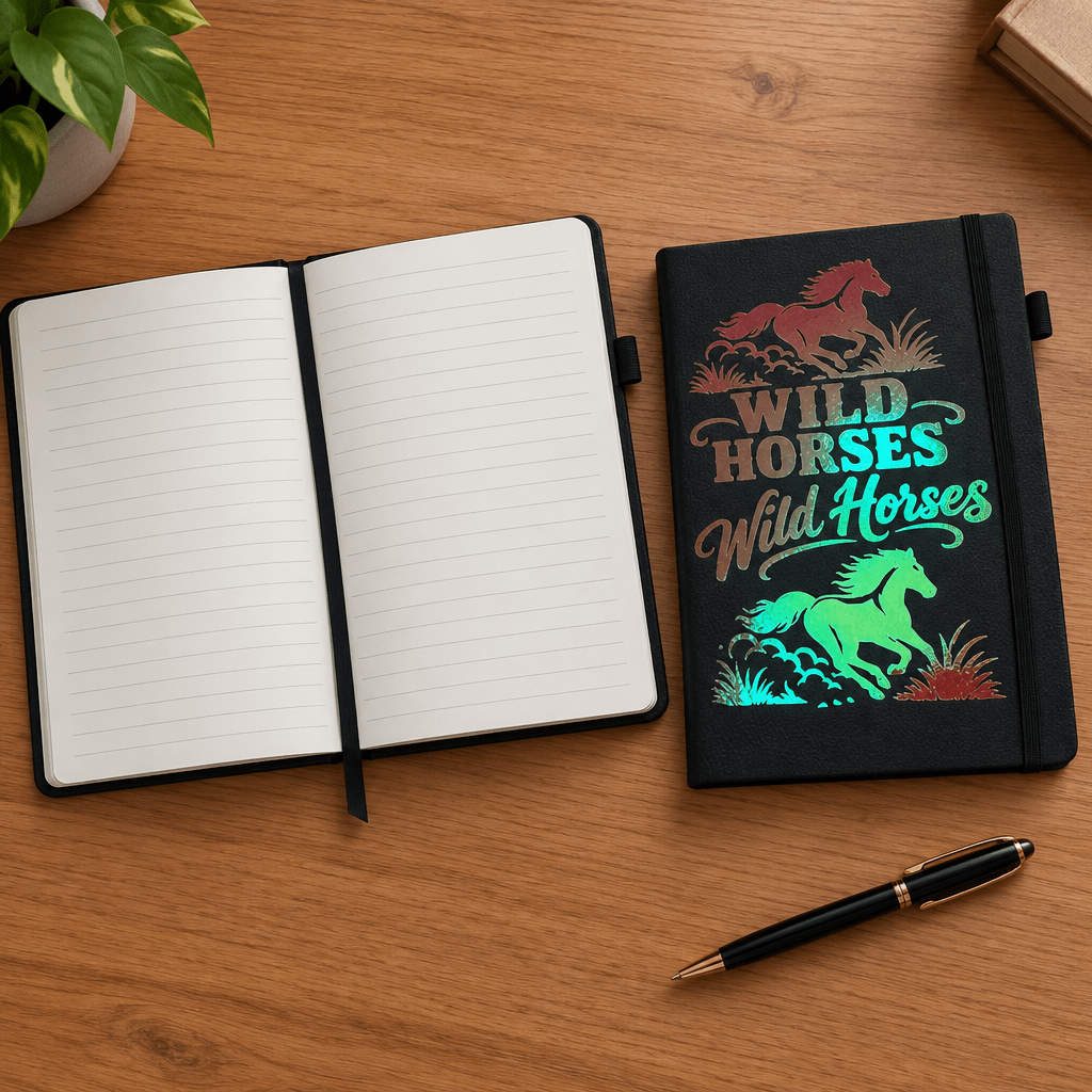 Wild Horses Holographic 5x7 Leather Journal with Pen Loop - The Bargains BasementWild Horses Holographic 5x7 Leather Journal with Pen Loop