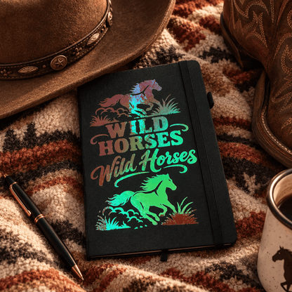 Wild Horses Holographic 5x7 Leather Journal with Pen Loop - The Bargains BasementWild Horses Holographic 5x7 Leather Journal with Pen Loop