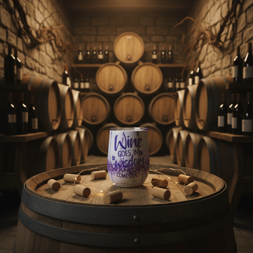 Wine Goes In Wisdom Comes Out Stemless Tumbler - The Bargains BasementWine Goes In Wisdom Comes Out Stemless Tumbler