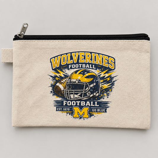 Wolverines Football Canvas Zipper Pouch - The Bargains BasementWolverines Football Canvas Zipper Pouch