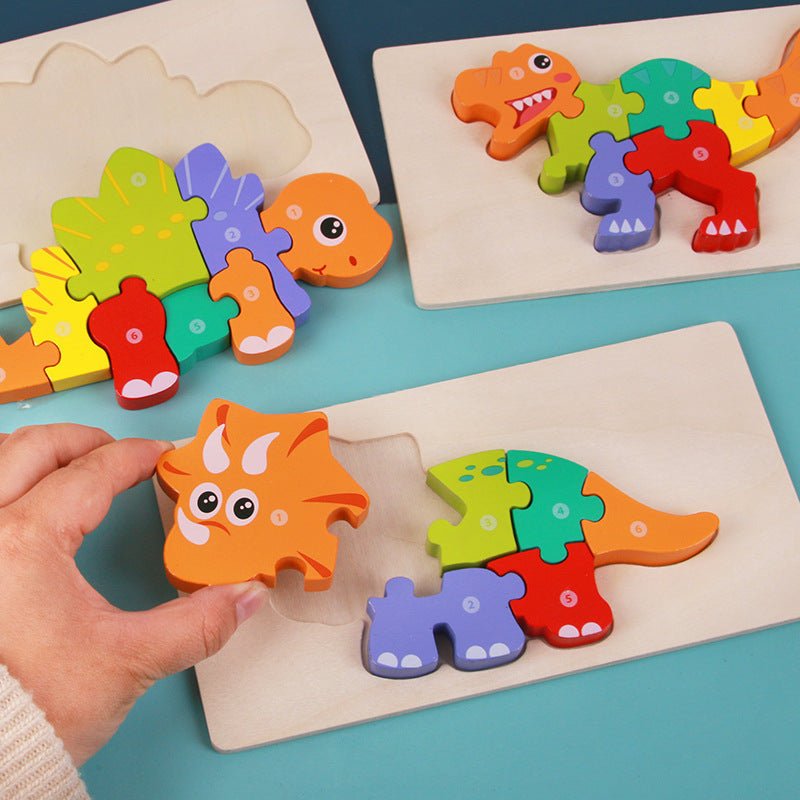 Wooden 3D Dinosaur Puzzle – Montessori Educational Toy for Kids - The Bargains BasementWooden 3D Dinosaur Puzzle – Montessori Educational Toy for Kids