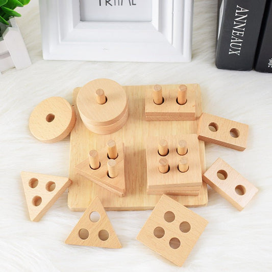 Wooden Geometric Shape Puzzle – Montessori Educational Toy for Kids - The Bargains BasementWooden Geometric Shape Puzzle – Montessori Educational Toy for Kids
