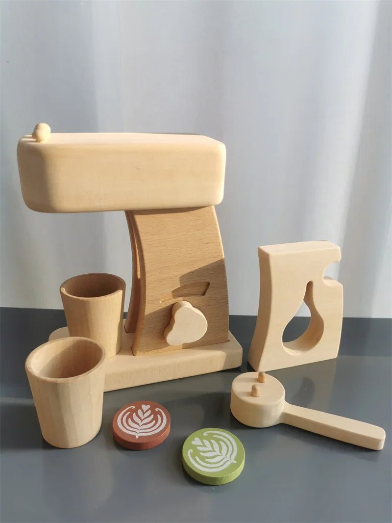 Wooden Pretend Play Kitchen Set – Coffee Machine & Tea Party Toys - The Bargains BasementWooden Pretend Play Kitchen Set – Coffee Machine & Tea Party Toys