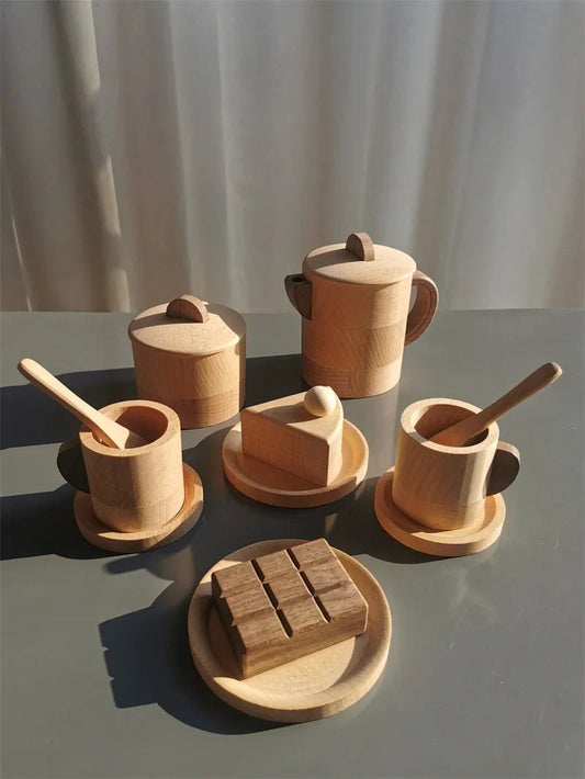 Wooden Pretend Play Kitchen Set – Coffee Machine & Tea Party Toys - The Bargains BasementWooden Pretend Play Kitchen Set – Coffee Machine & Tea Party Toys