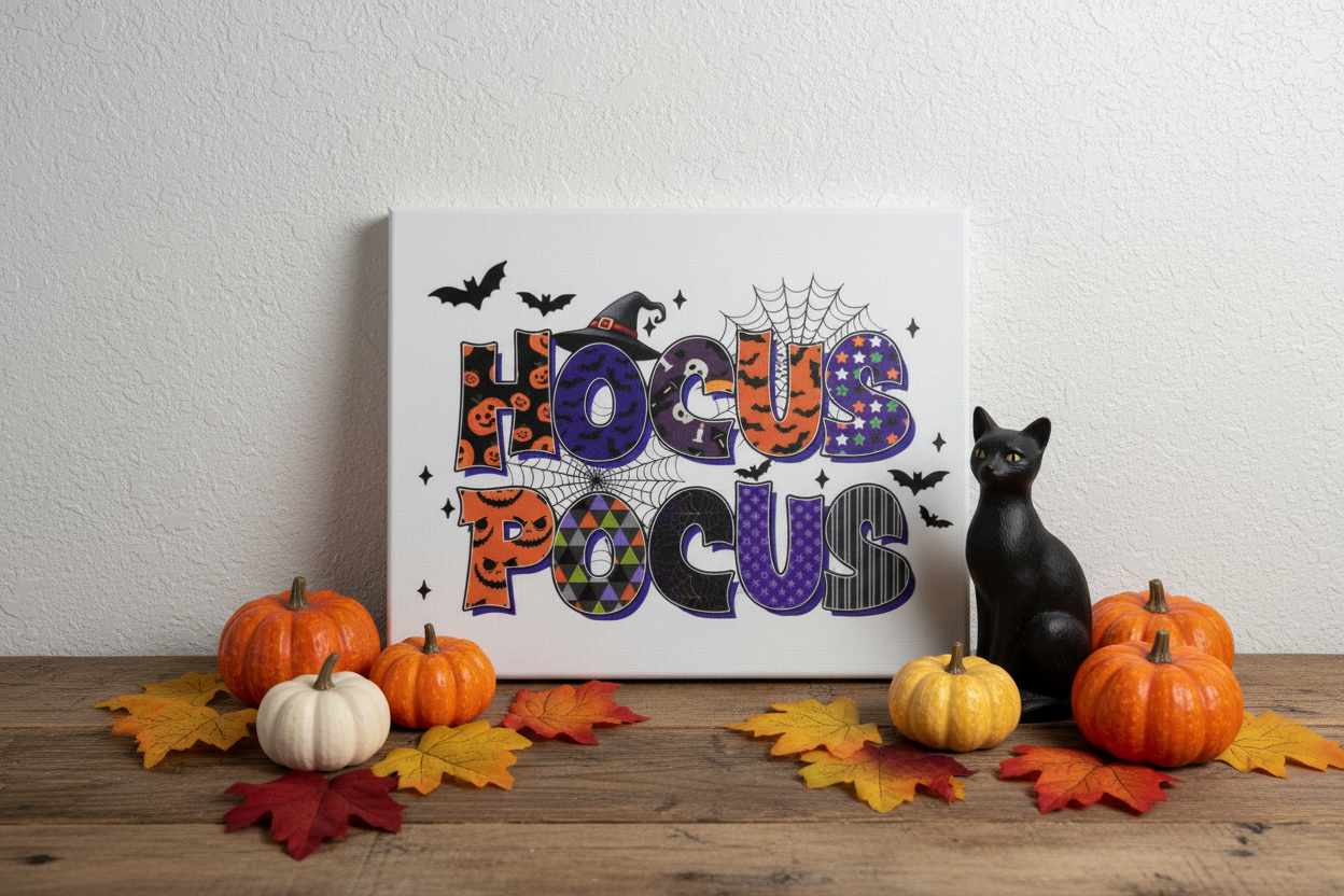 Wooden Table with Mini Pumpkins